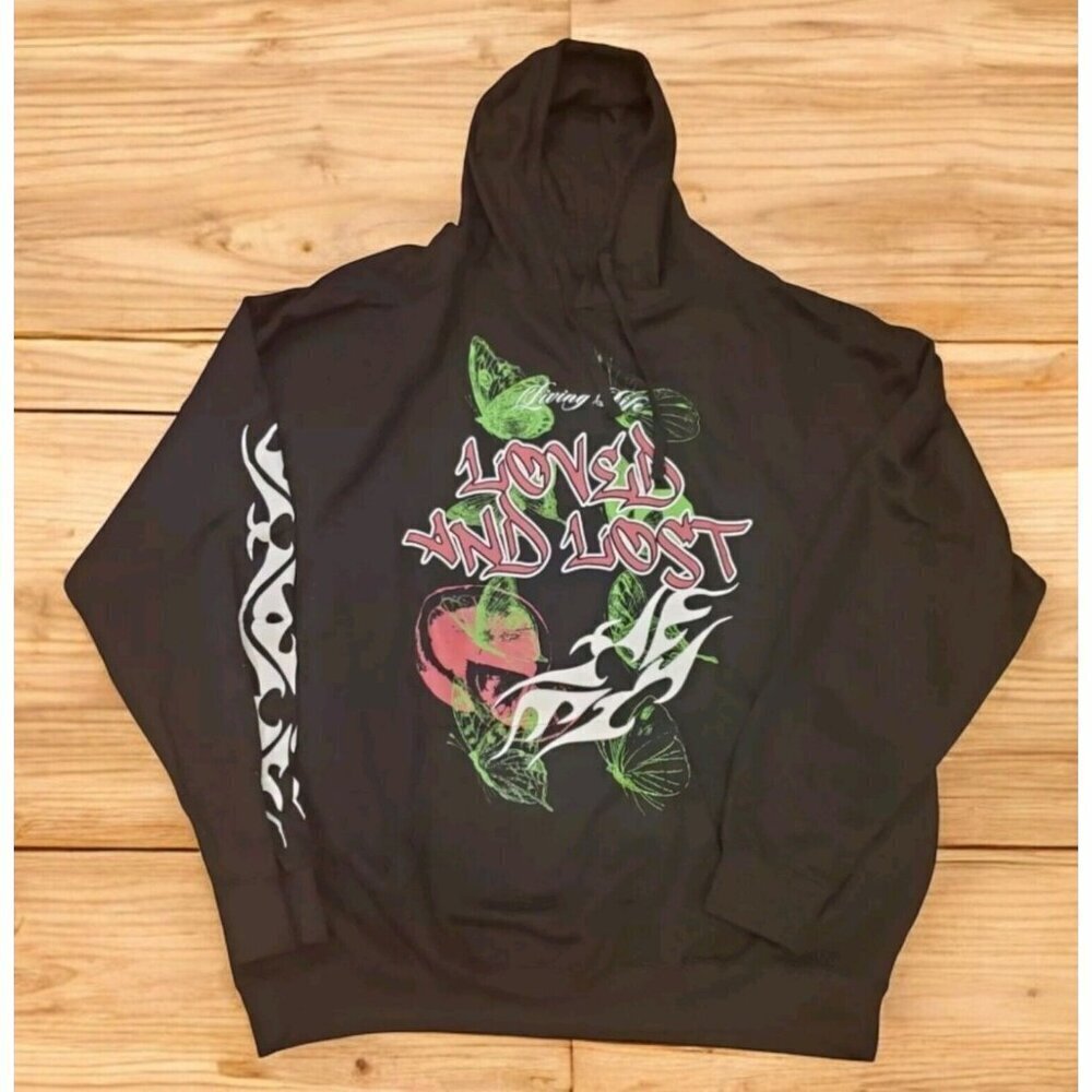 Fashion Nova‎ Hoodie Women's Size M Black Loved Or Lost Hooded Sweatshirt NWOT